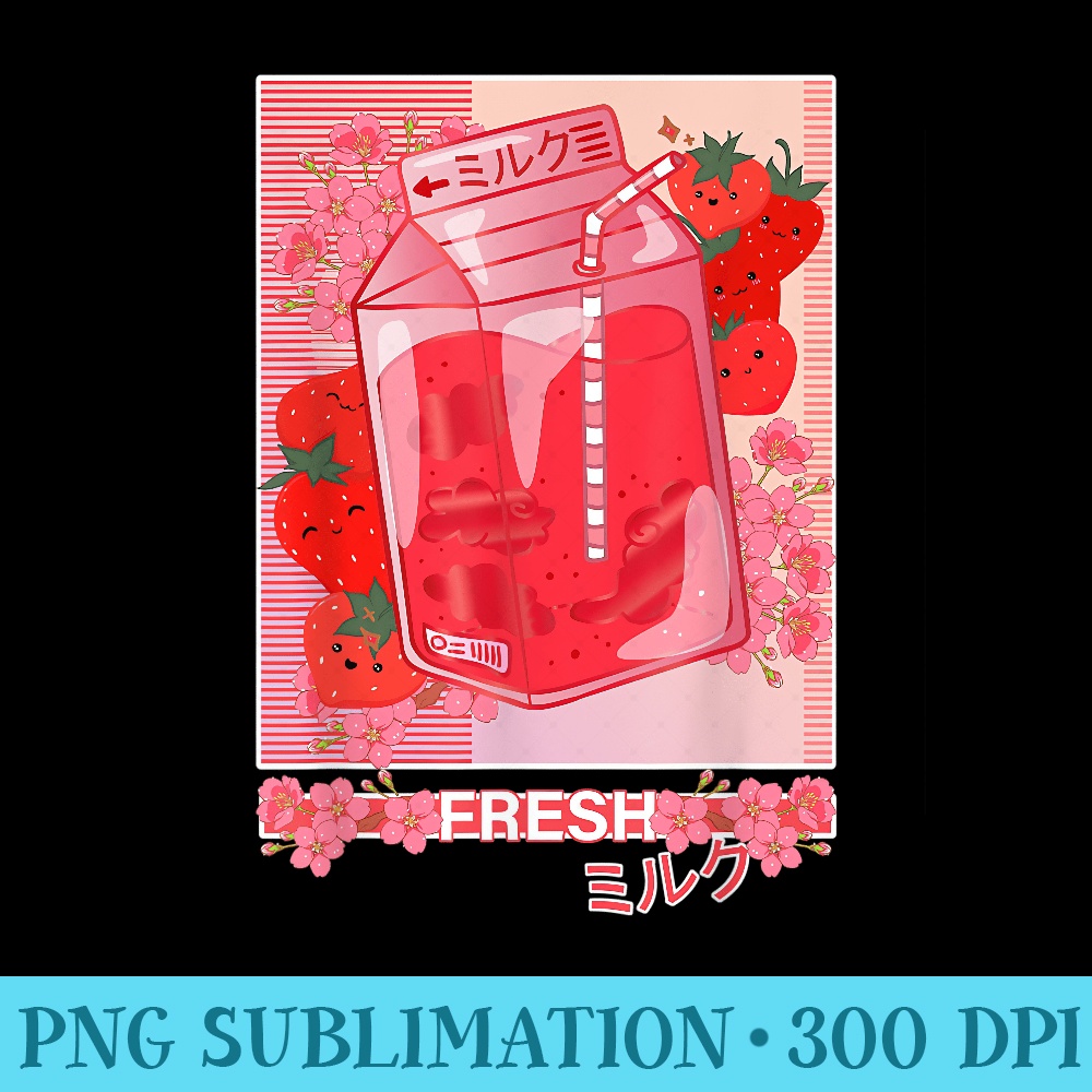 Japanese 90s Style Cute Otaku Style Kawaii Strawberry Milk - PNG Download Clipart - Boost Your Success with this Inspirational PNG Download