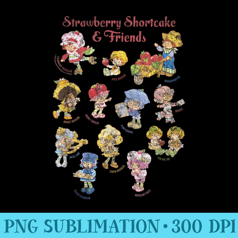 Strawberry Shortcake Friends Vintage Character Sketchbook - Shirt Vector Art - Create with Confidence