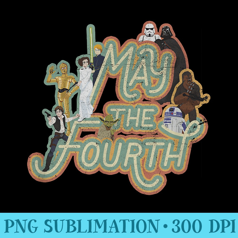 Star Wars May The Fourth Be With You Character Collage - Mug Sublimation PNG - Unleash Your Creativity