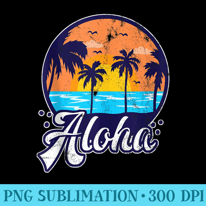 Aloha Tropical Beach Palm Trees - Sublimation clipart PNG - Unleash Your Creativity