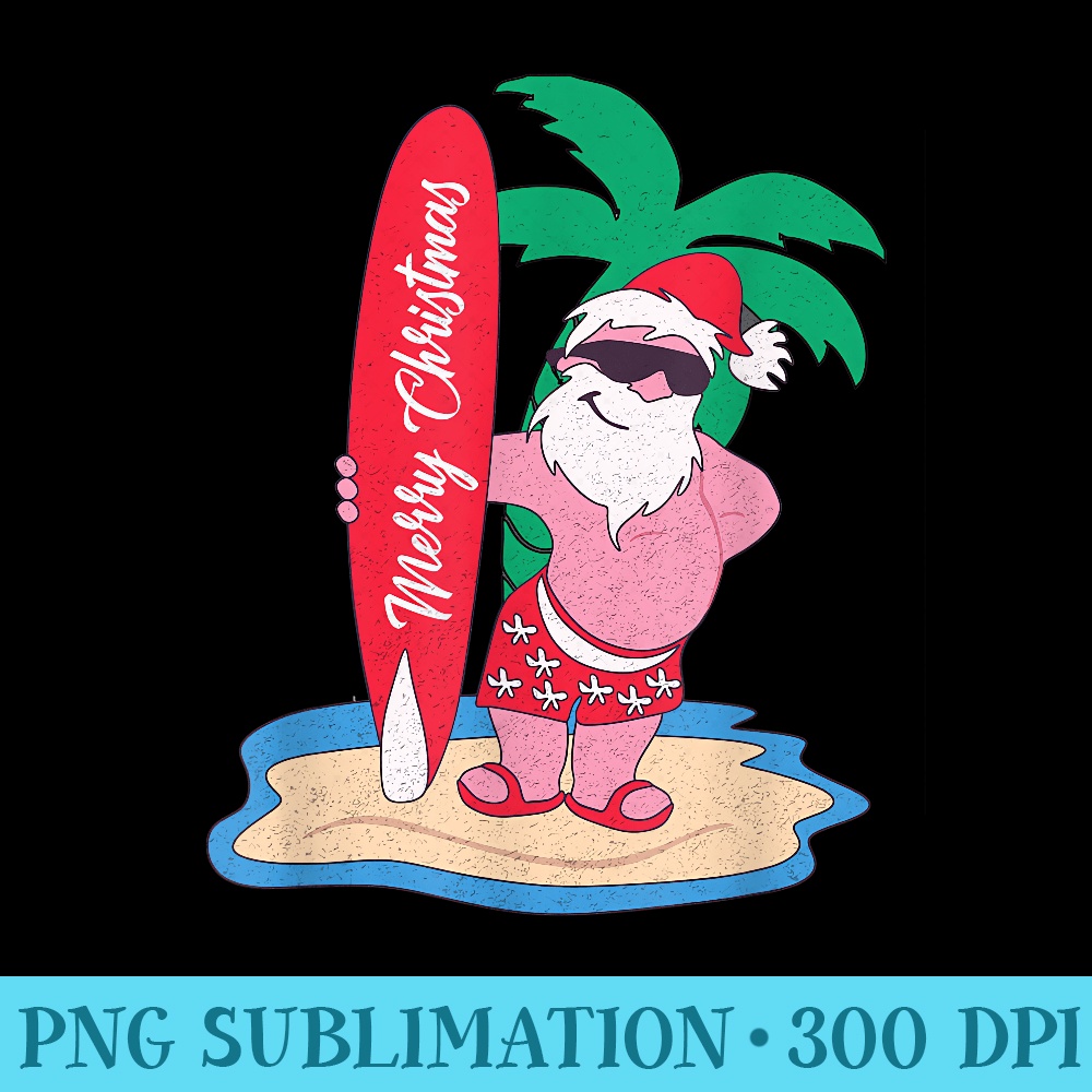 Funny Christmas In July Santa Claus Surfing On The Beach - Sublimation designs PNG - Unleash Your Inner Rebellion