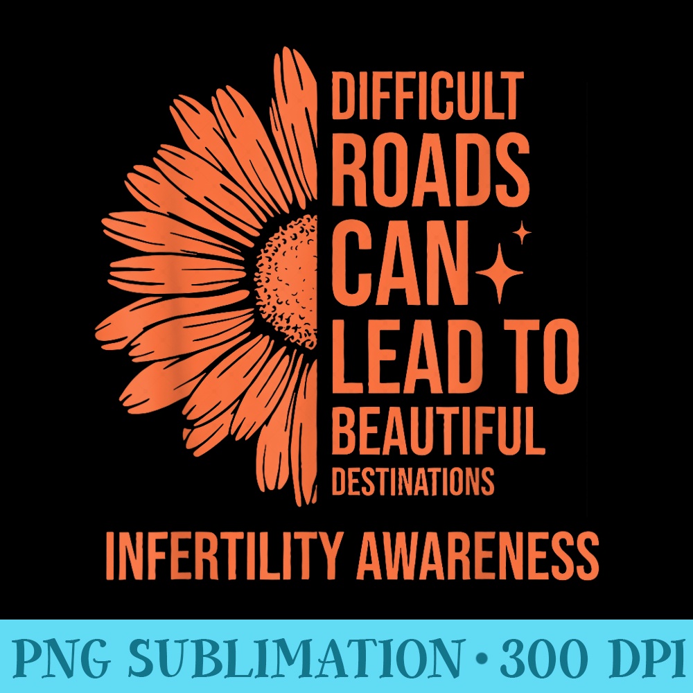 Retro Sunflower Infertility Awareness Week Orange Ribbon - PNG Art Files - Transform Your Sublimation Creations