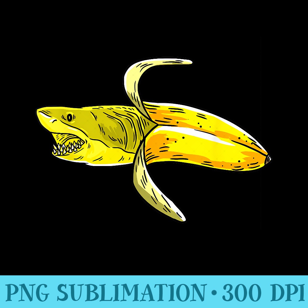 Banana Shark Art Graphic Funny Humor Fruit Pun Lover - Sublimation clipart PNG - Add a Festive Touch to Every Day