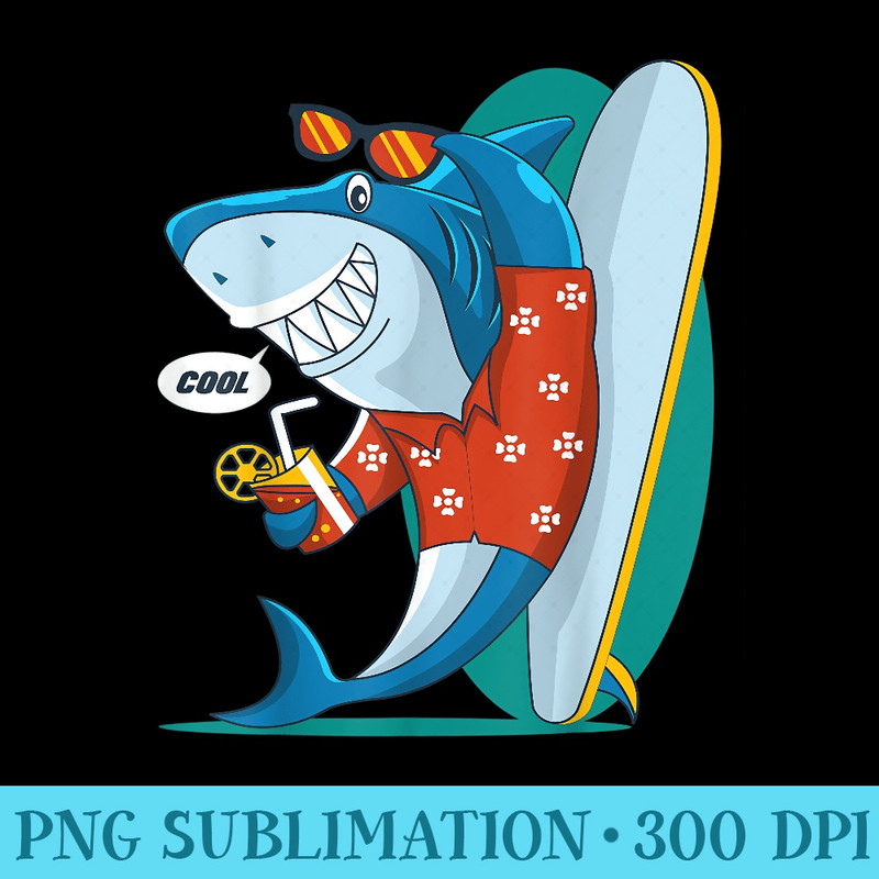Cool Shark Surfing Design - PNG Download Clipart - Versatile And Customizable Designs