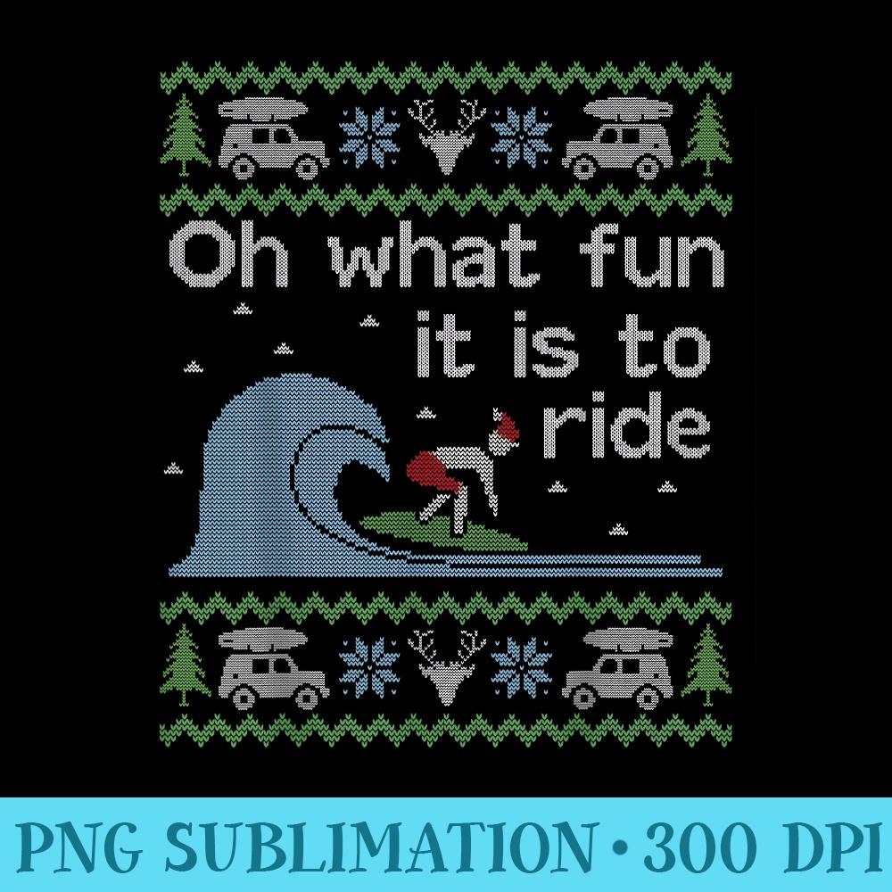 Funny Ugly Christmas Surfing Surfer Surf Board - Sublimation designs PNG - Revolutionize Your Designs