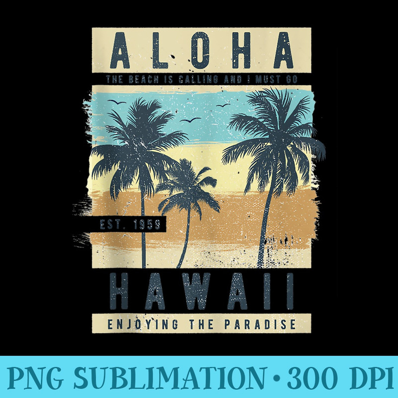 Aloha Hawaii Vintage Oahu Island Retro Surfer - Transparent PNG Download - Bring Your Designs to Life