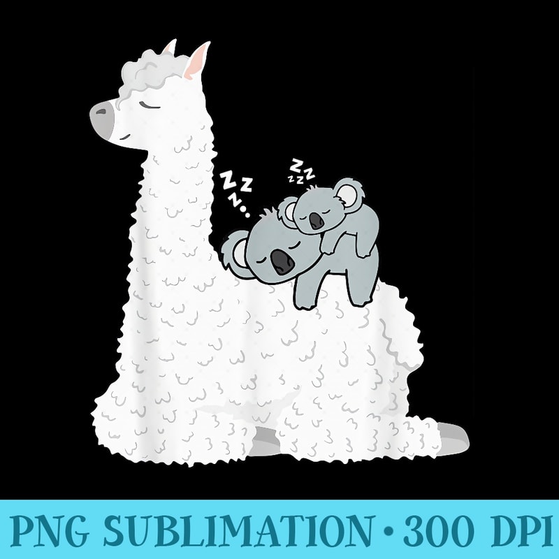 Lazy Koala Mama Bear And Koala Baby Riding lazy Llama Alpaca - PNG Download - Create with Confidence