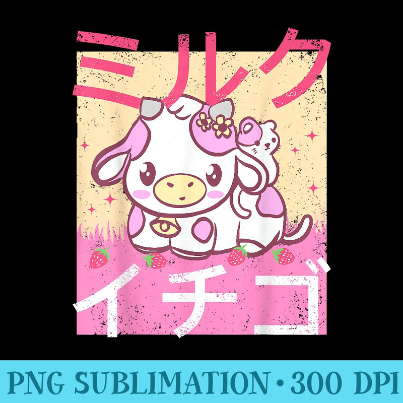 Super Cute Kawaii Cow Anime Lover Graphic - PNG Clipart Download - Versatile And Customizable Designs