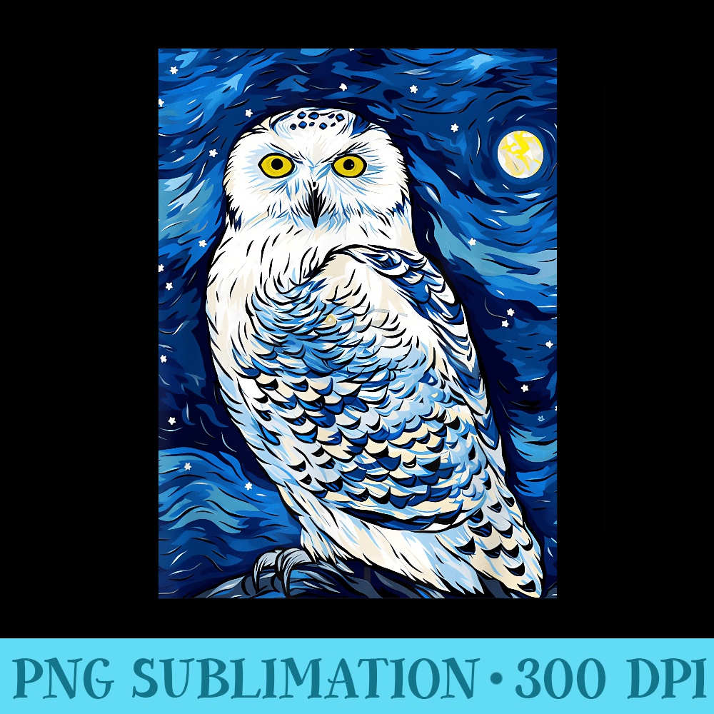 Snowy Owl Starry Night Painting - PNG Design Files - Perfect for Creative Projects