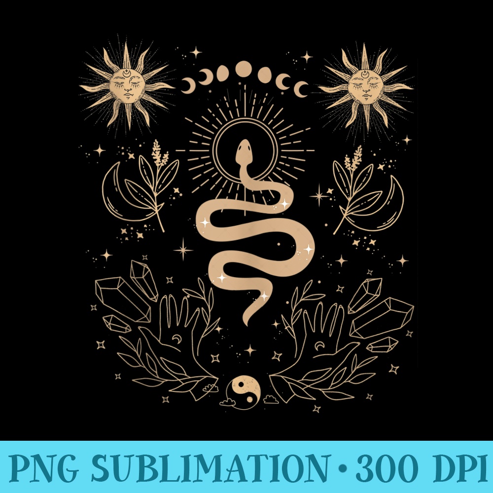 Dark Academia Tarot Card Sun Moon Crystals Witch Aesthetic - Transparent Shirt Design - Boost Your Success with this Inspirational PNG Download