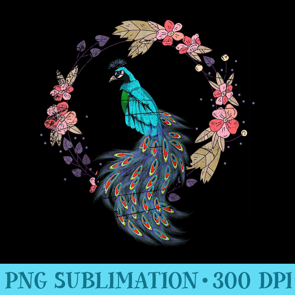 Vintage Zoo Animal India Ornamental Bird Floral Peacock Raglan Baseball - Download PNG Files - Spice Up Your Sublimation Projects