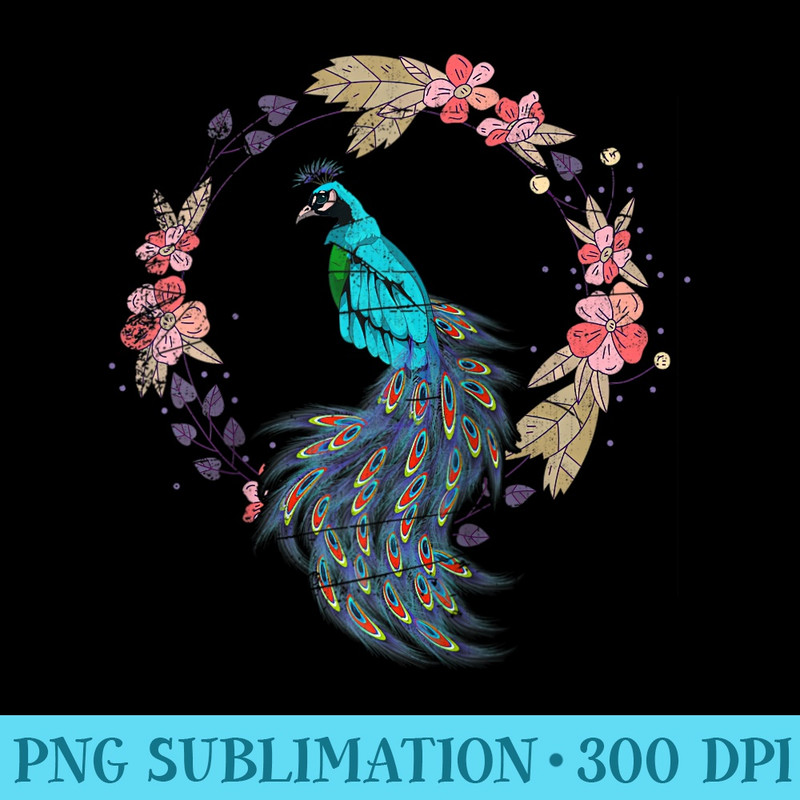 Vintage Zoo Animal India Ornamental Bird Floral Peacock Raglan Baseball - Download PNG Files - Spice Up Your Sublimation Projects