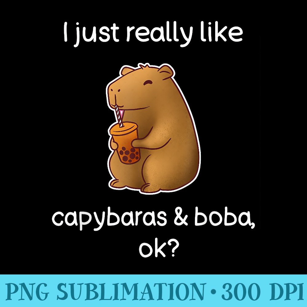 Capybara Funny Bubble Tea Capybaras and Boba - Ready To Print PNG Designs - Bring Your Designs to Life