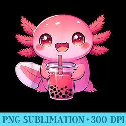 axolotl boba tea cute kawaii anime n girls bobalotl - printable png graphics