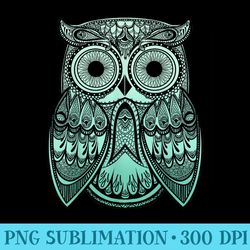 teal gradient paisley henna owl bohemian graphic - png image download