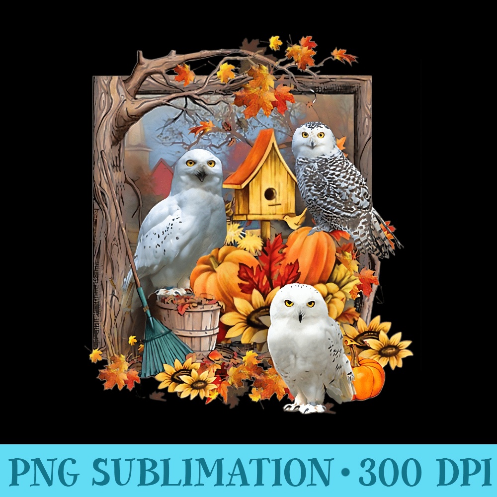 OWL FAMILY Fall Tree Pumpkin Leaves Autumn - Shirt Printing Template PNG - Defying the Norms