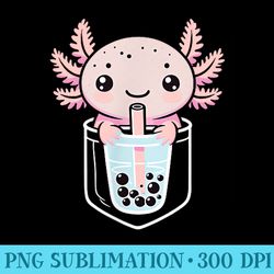 axolotl bubble boba tea in the pocket kawaii axolotl - png download high quality
