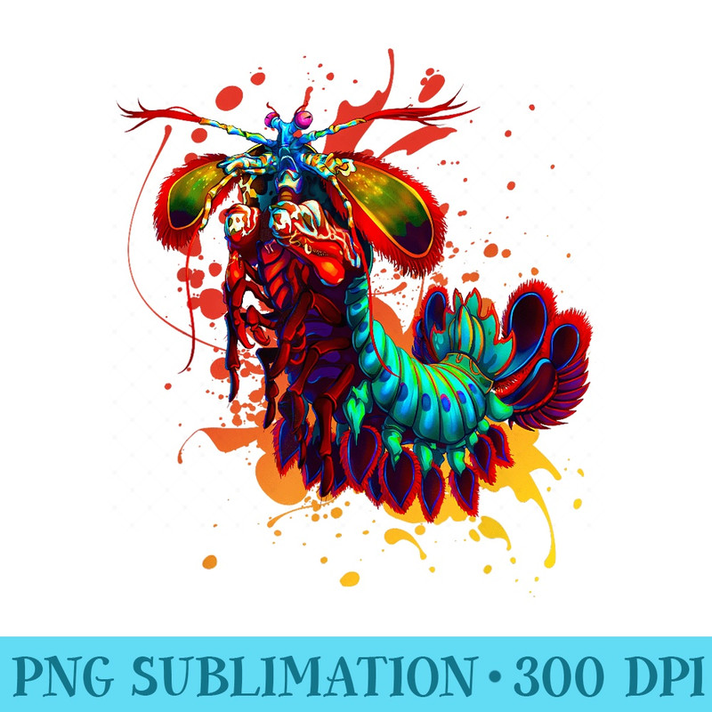Rainbow Peacock Mantis Shrimp Orange Splash - Transparent PNG File Download - Perfect for Personalization