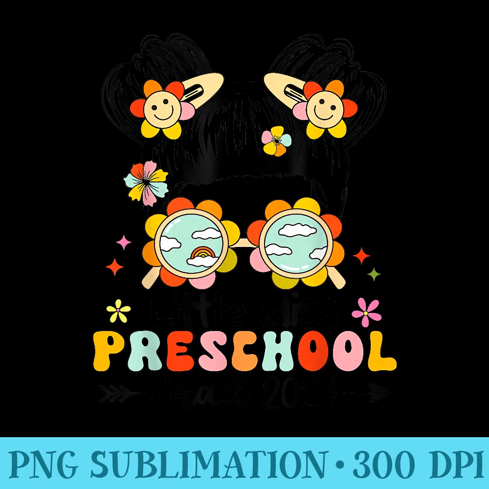 Little Miss Preschool Grad Graduation 2024 Girls Groovy - PNG Download Clipart - Defying the Norms