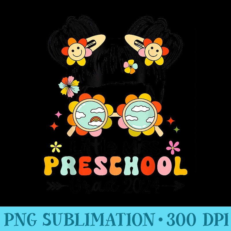 Little Miss Preschool Grad Graduation 2024 Girls Groovy - PNG Download Clipart - Defying the Norms