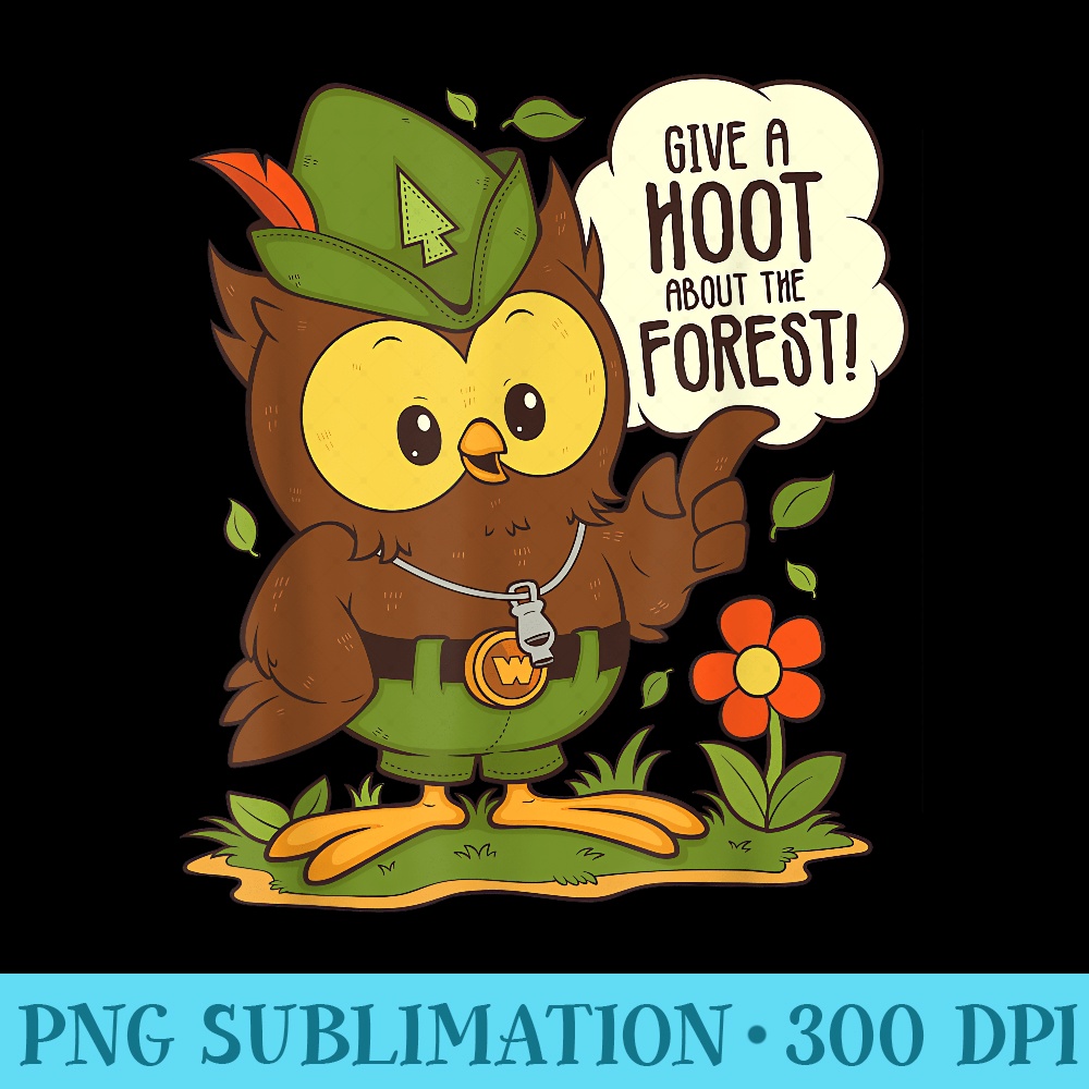 Woodsy Owl Give a Hoot About the Forest Arbor Day Earth Day - Transparent Shirt Clip Art - Enhance Your Apparel with Stunning Detail