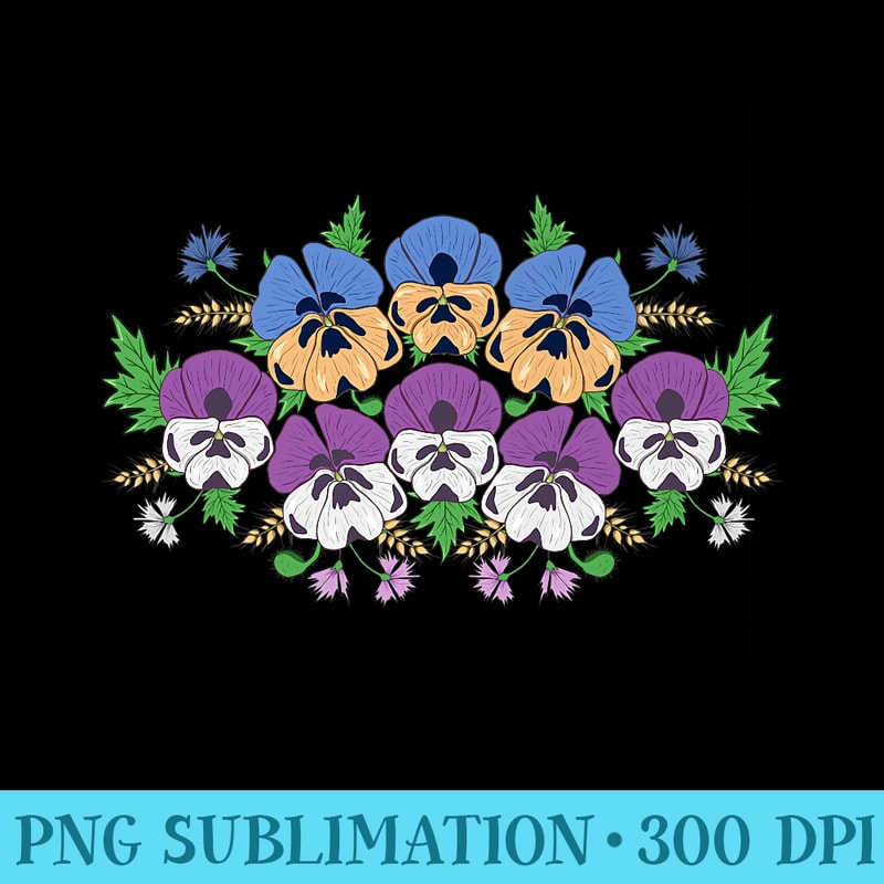 Pansies Flowers Cute Floral Vintage Pansy Lover Premium - Free Transparent PNG Download - Create with Confidence