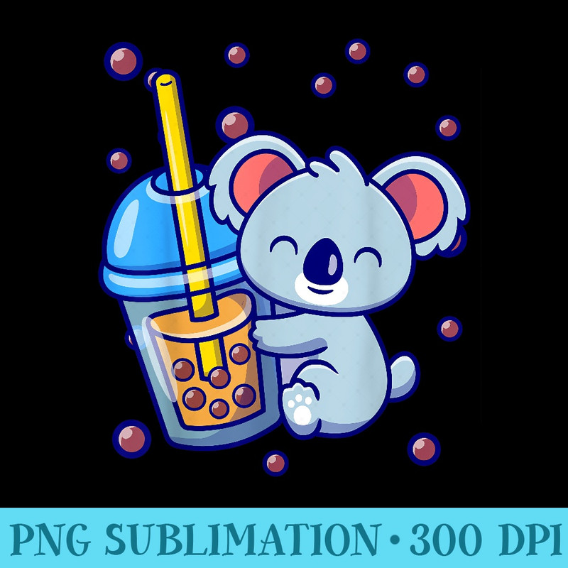 Koala Blue Boba Tea Bubble Tea Milk Koala Bear Japanese - PNG Image Download - Spice Up Your Sublimation Projects