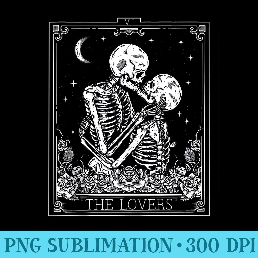 The Lovers Vintage Tarot Card Astrology Goth Halloween Women - Digital PNG Artwork - Unique And Exclusive Designs