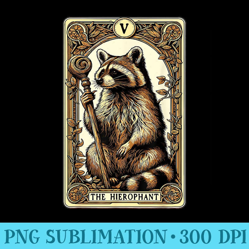 Raccoon Tarot Card The Hierophant Mystic Occult Raccoon - Download PNG Files - Perfect for Sublimation Mastery
