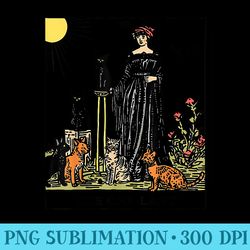 the cat lady tarot card vintage gothic women cat mom - digital png artwork