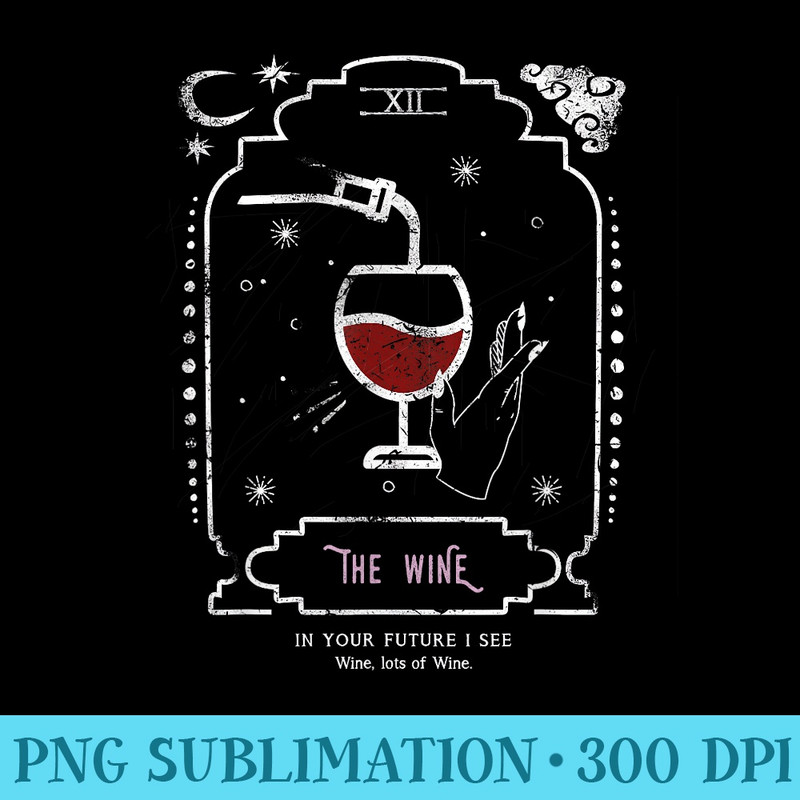 The Wine Drinking Funny Tarot Reading Card Crescent Moon - Shirt Vector Illustration - Enhance Your Apparel with Stunning Detail