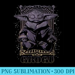 star wars the mandalorian grogu meditation tarot card - png download collection