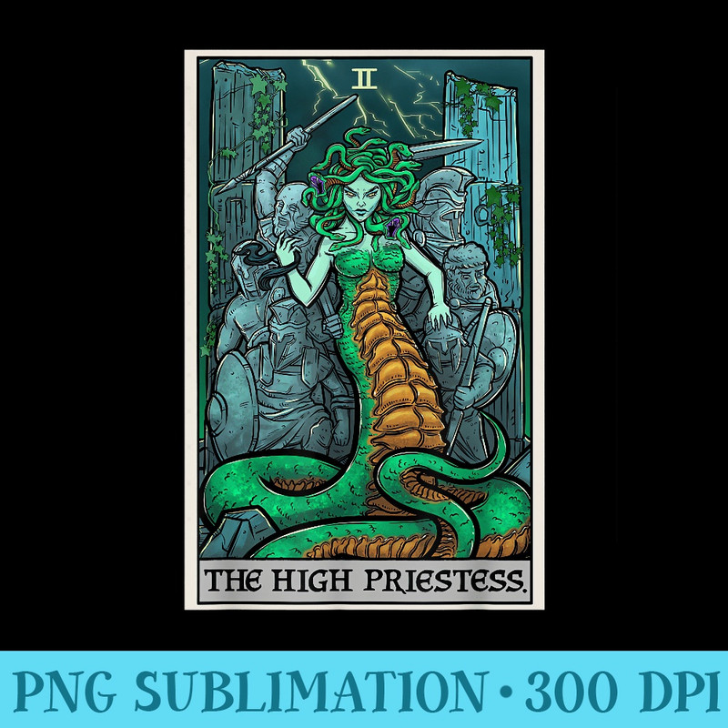 The High Priestess Tarot Card Medusa Greek Mythology - Shirt Drawing PNG - Easy-To-Print And User-Friendly Designs