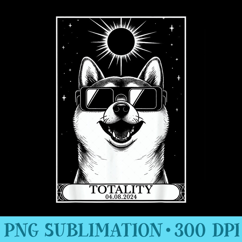 Solar Eclipse 2024 Totality Tarot Card Shiba Inu Astronomy - PNG Download - Eco Friendly And Sustainable Digital Products