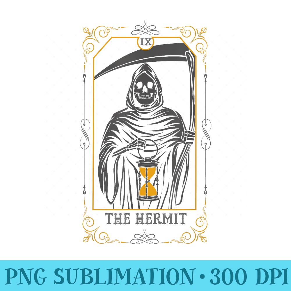 The Hermit Arcana Tarot Card Witchcraft Skeleton Goth - PNG Download Icon - Quick And Seamless Download Process