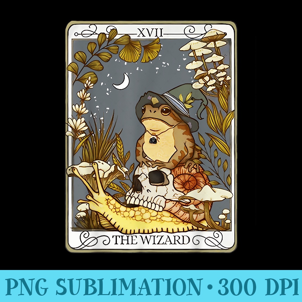 Vintage Cottagecore The Wizard Frog Riding Snail Tarot Card - PNG Graphics Download - Trendsetting And Modern Collections