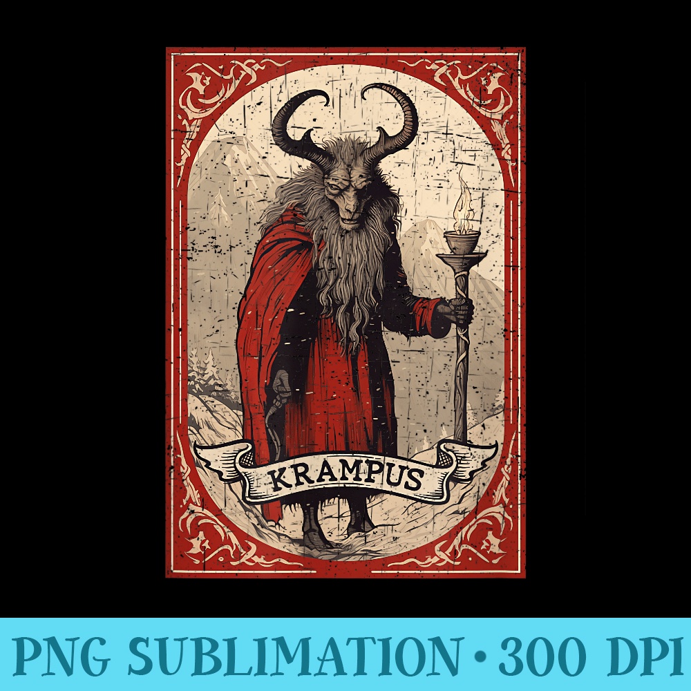 Krampus Tarot Card Design Xmas Hail Santa Christmas Clothing - High resolution PNG download - Unique And Exclusive Designs