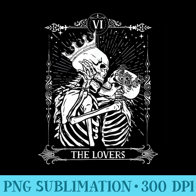 The Lovers Vintage Tarot Card Horror Astrology Skull Occult - PNG file download - Perfect for Creative Projects
