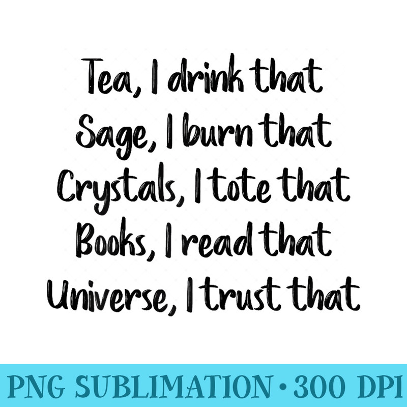 Mystical Metaphysical Good Energy Sage, Crystals, Tea, Book - PNG Download Clipart - Create with Confidence