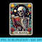 The Reader Retro Reading Skeleton Books Flowers Tarot Card - Shirt Drawing PNG - Perfect for Sublimation Mastery