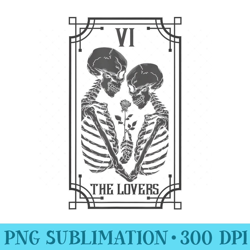 Tarot Card The Lovers Skeleton Goth Halloween Witch - Shirt Mockup Download - Bold & Eye-catching