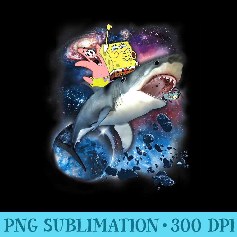 Spongebob SquarePants Patrick Shark Riding T - Sublimation clipart PNG - Instant Access To Downloadable Files