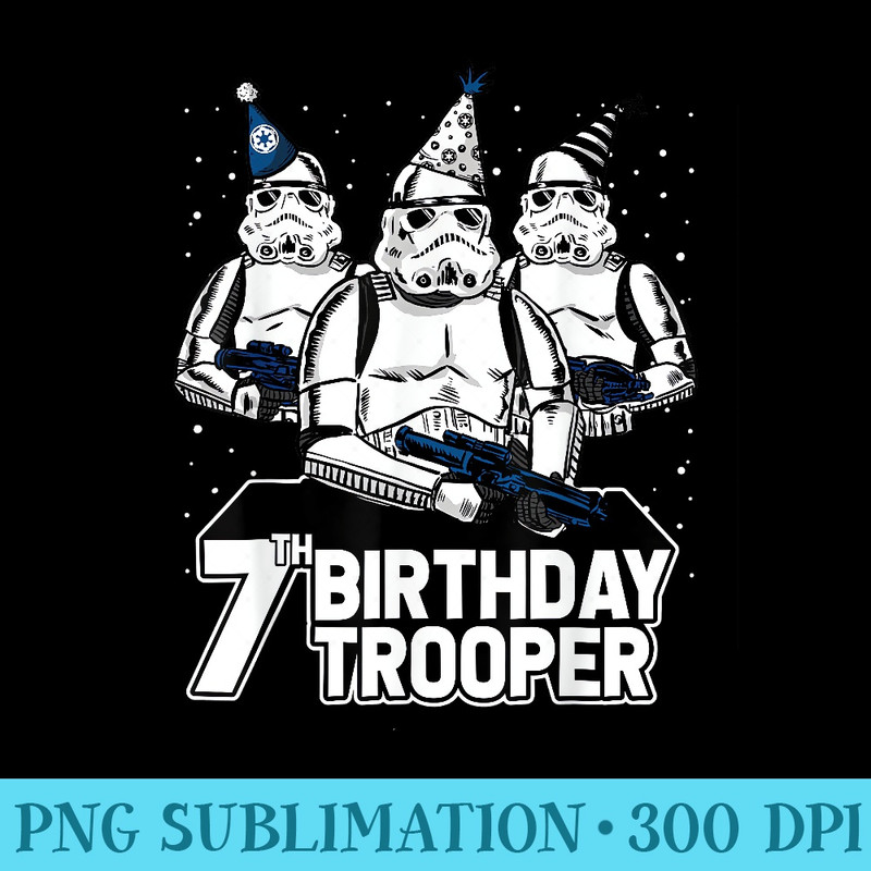 Star Wars Stormtrooper Party Hats Trio 7th Birthday Trooper - Sublimation PNG download - Easy-To-Print And User-Friendly Designs