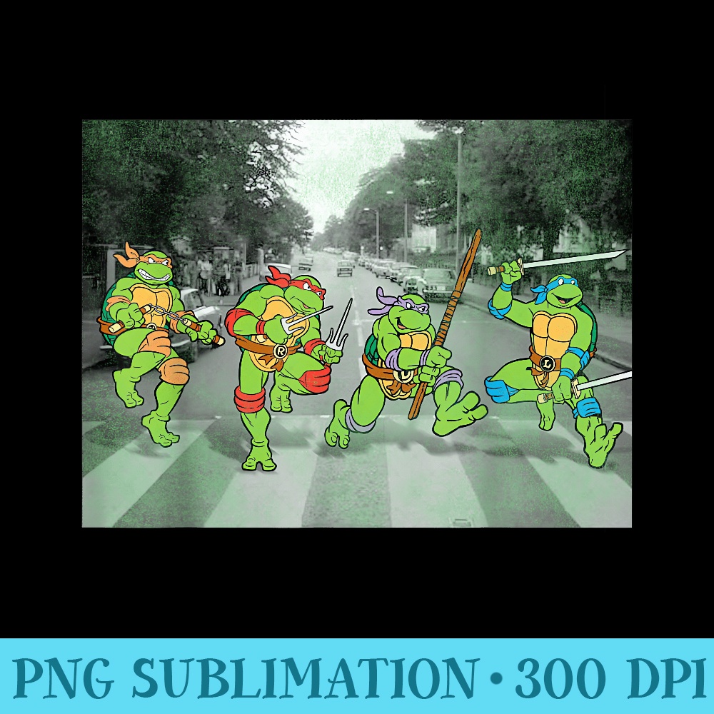 nage Mutant Ninja Turtles Road Crossing Parody T - Fashionable Shirt Design - Create with Confidence