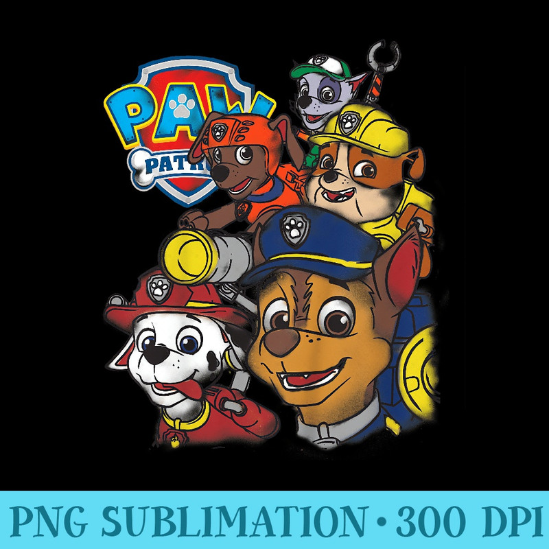 Nickelodeon Water Color Paw Patrol Group T - PNG Download Button - Transform Your Sublimation Creations