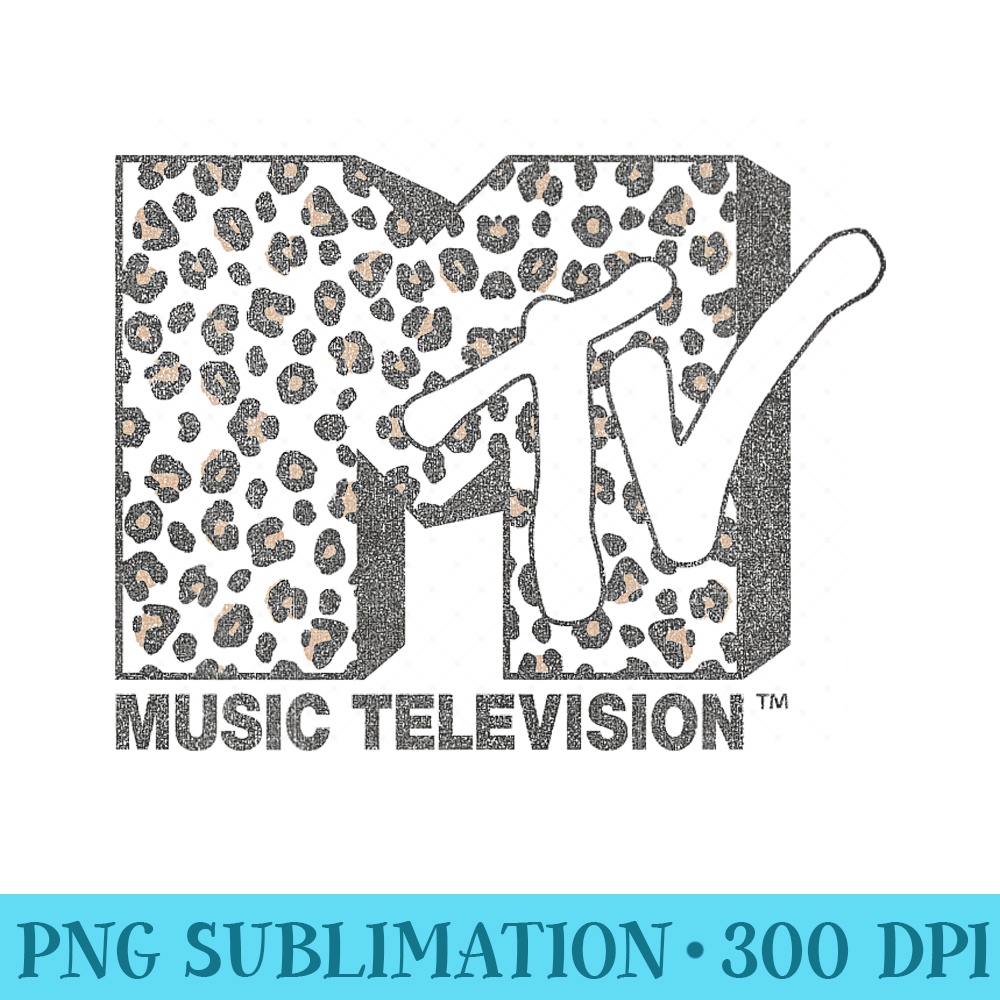 MTV Music Television Cheetah Print Logo Fill Premium - Sublimation printables PNG download - Instant Access To Downloadable Files