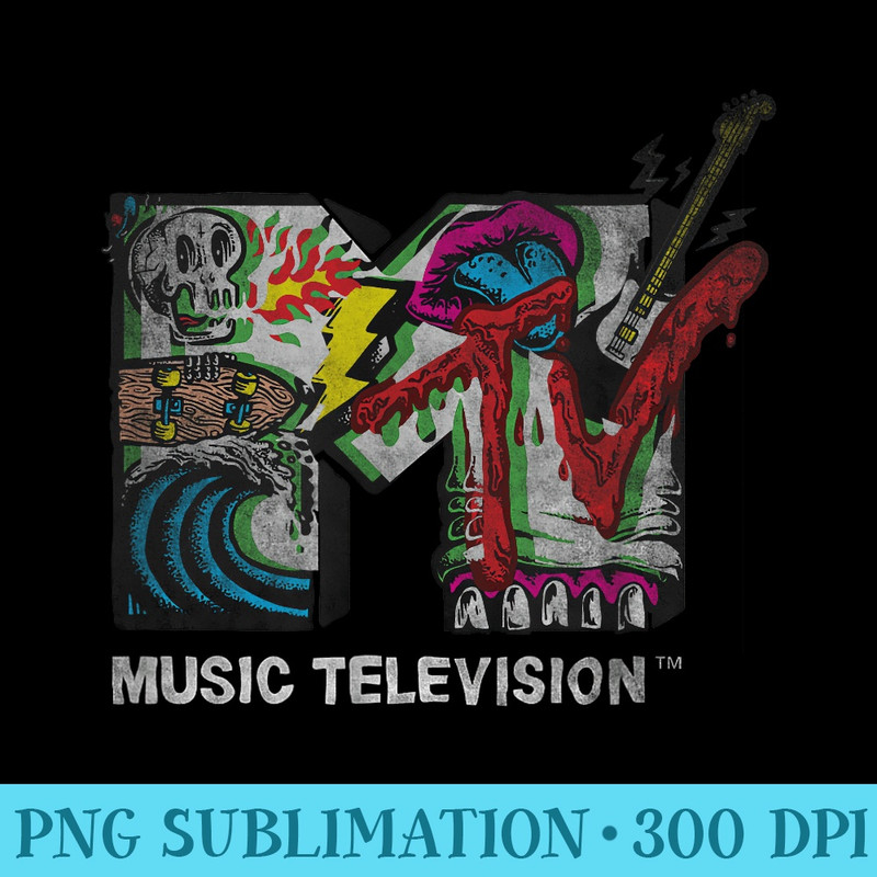 MTV Music Television Retro Glitch 80s Skater Punk Patches - PNG Download Icon - Lifetime Access To Purchased Files