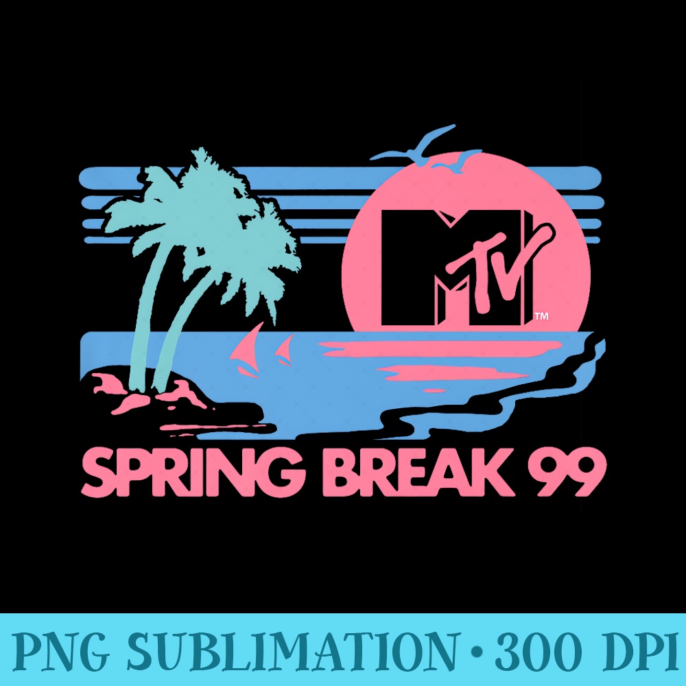 MTV Pastel Colors Beach Spring Break Logo Premium T Premium - Ready To Print PNG Designs - Revolutionize Your Designs