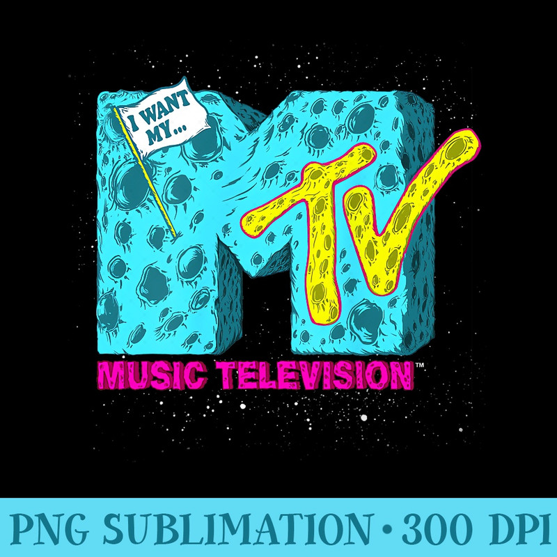MTV Logo Galaxy Moon Graphic T - PNG Download Button - Fashionable and Fearless