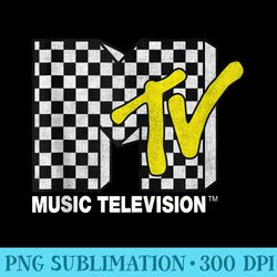 classic mtv logo distressed checkered print - shirt vector illustration